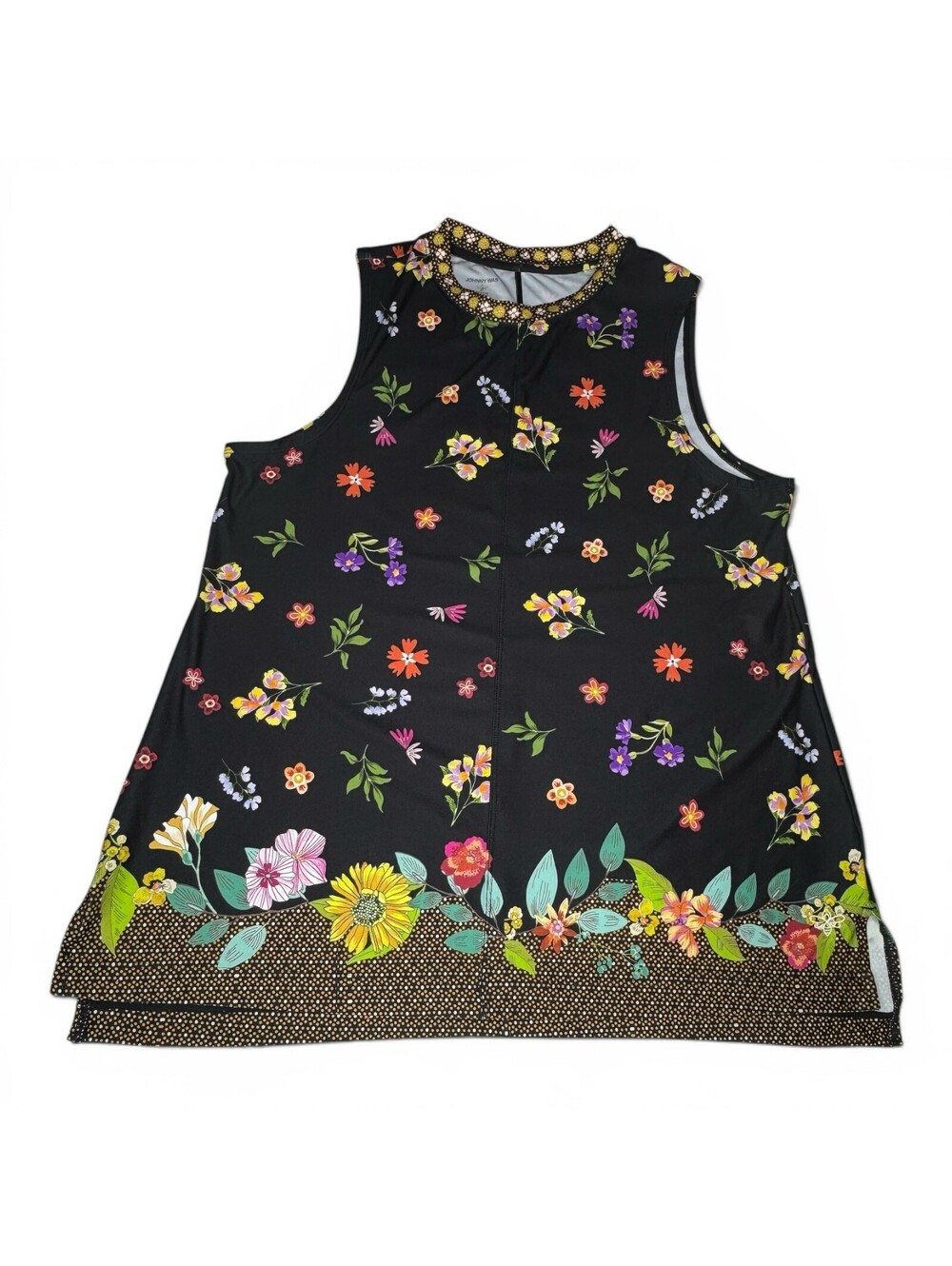 Johnny Was Bee Active Tank XS Black Floral Stretch Sleeveless Workout Top